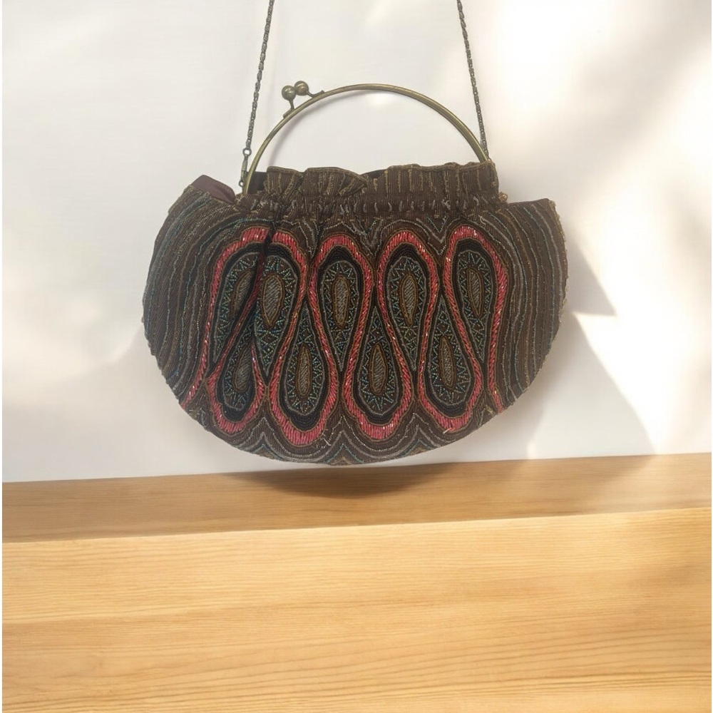 Vintage Brown, Red and blue Cross Body bag